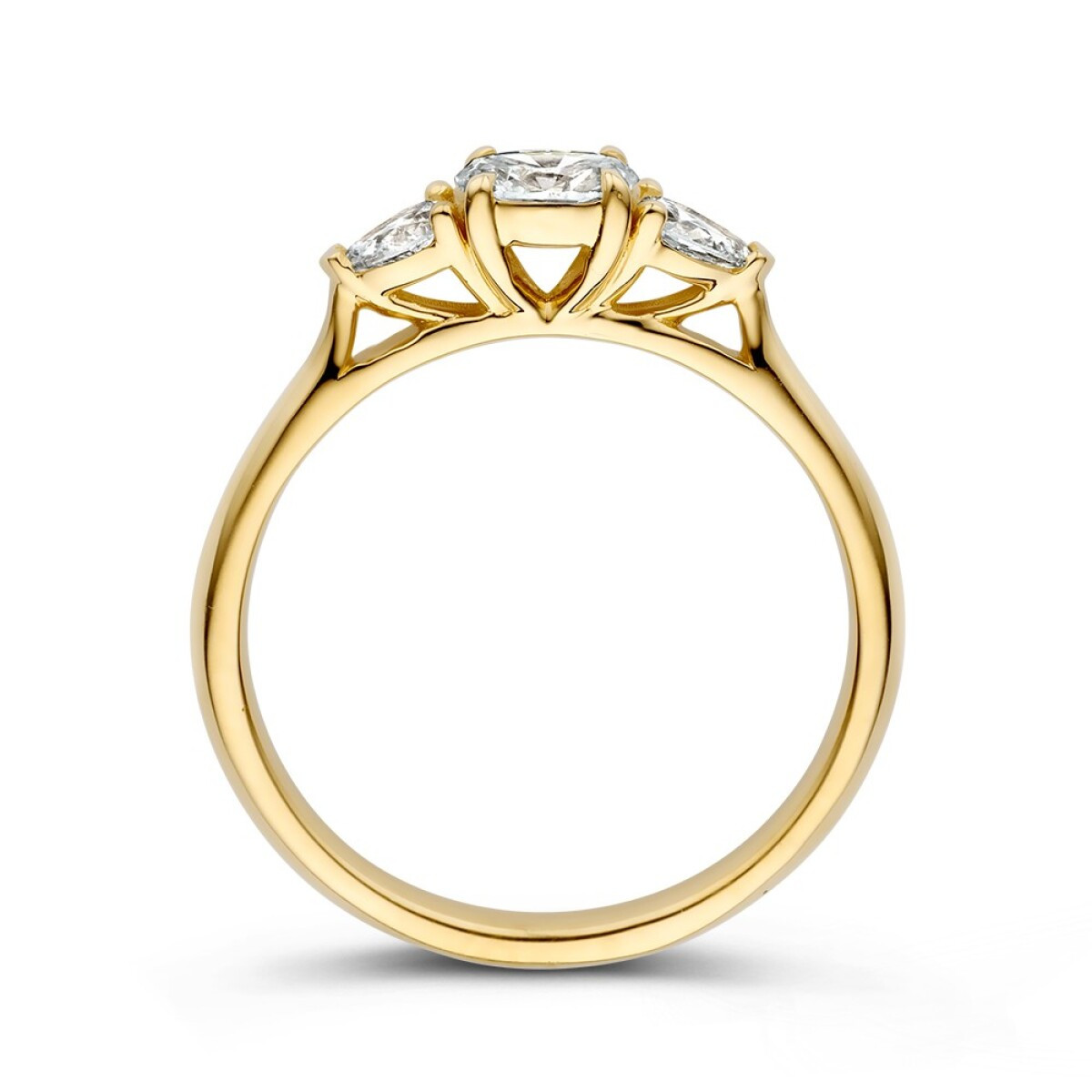 14-karaat gouden diamanten trilogy ring 0.50 crt 4 mm breed