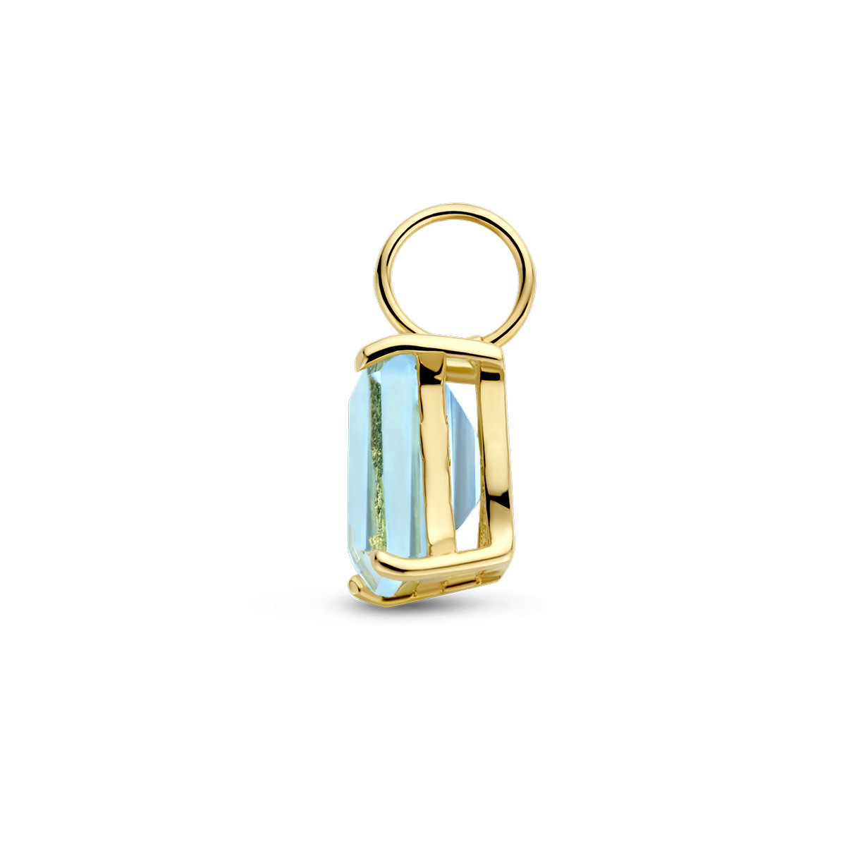 14-karaat gouden edelsteen hanger met blauwe topaas rechthoek - 4.5 mm x 10.5 mm