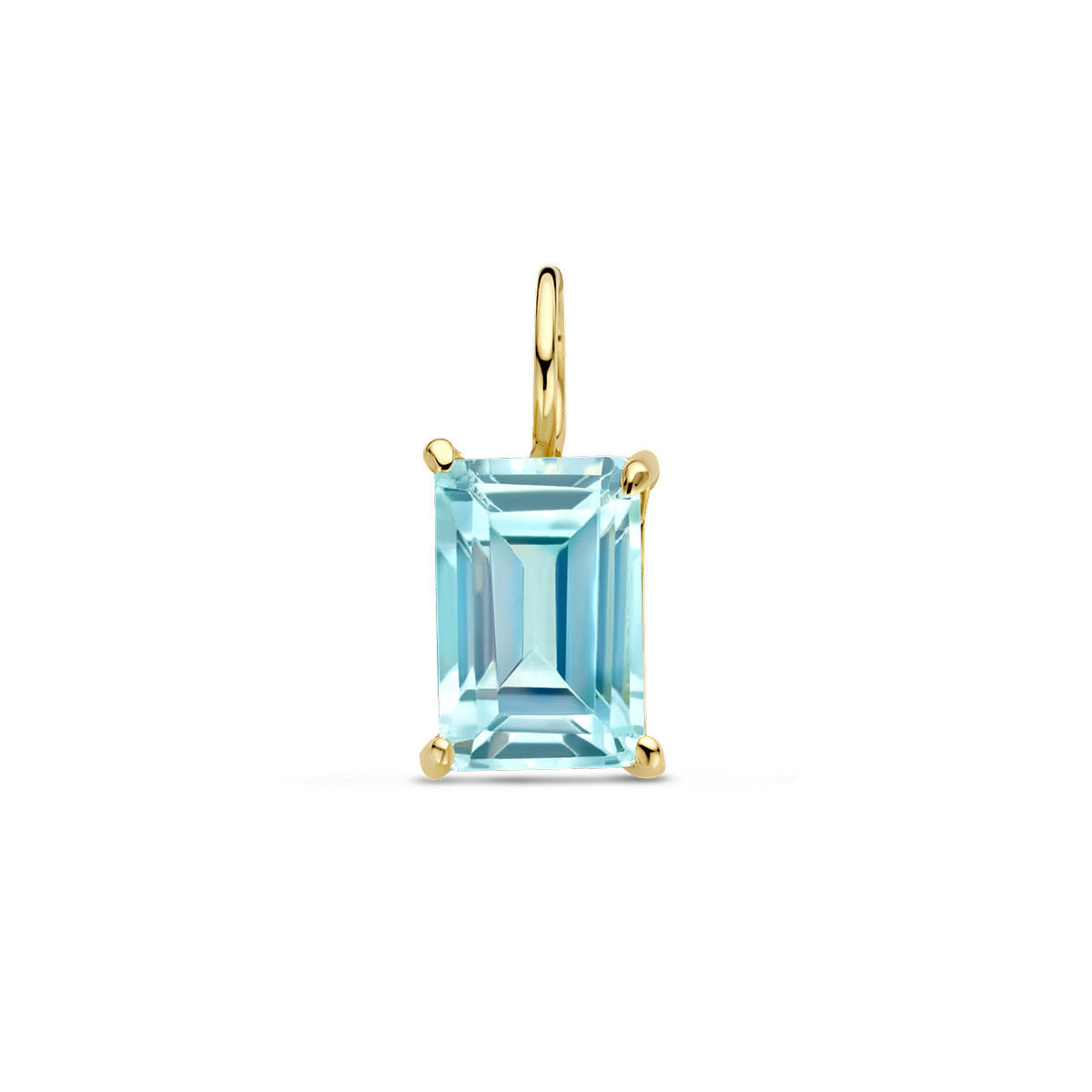 14-karaat gouden edelsteen hanger met blauwe topaas rechthoek - 4.5 mm x 10.5 mm