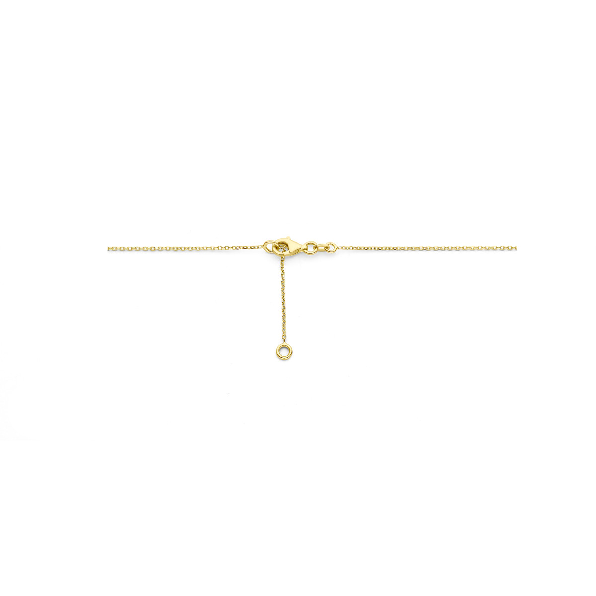14-karaat gouden edelsteen ketting met groene smaragd - Lengte 42-45 cm