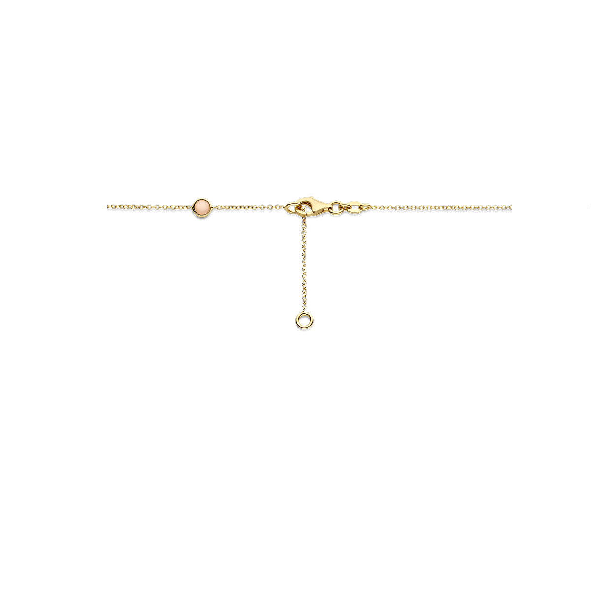 14-karaat gouden edelsteen ketting met roze opaal en rode robijn - Lengte 40-45 cm
