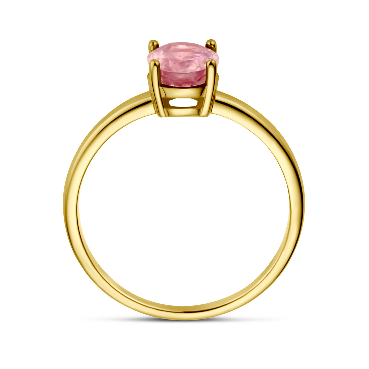 14-karaat gouden edelsteen ring met ovale en roze toermalijn