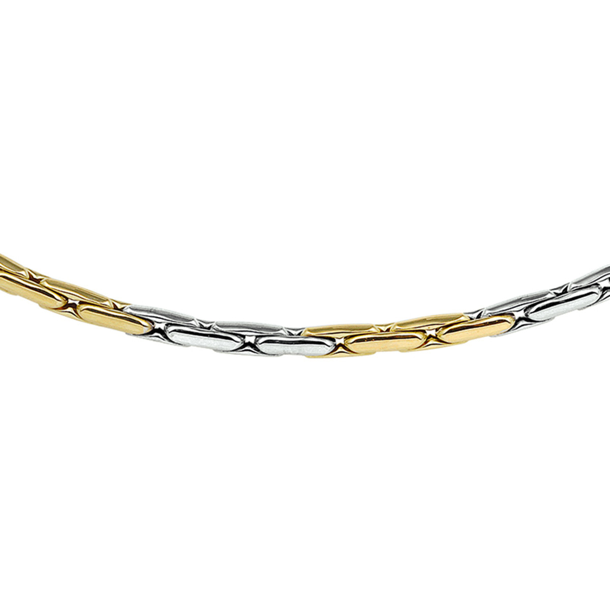 14-karaat gouden en witgouden cardano schakelketting 3 mm breed - Lengte 45 cm