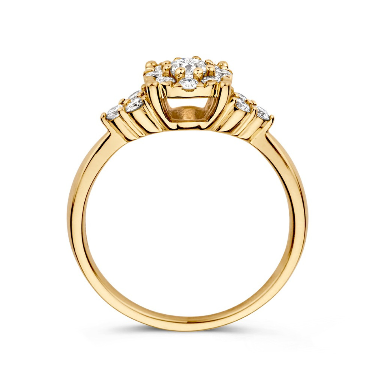 14-karaat gouden entourage ring met briljant geslepen diamanten 0.56 crt
