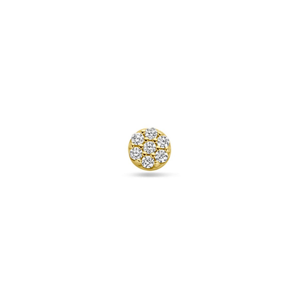 14-karaat gouden flat back oorpiercing met transparante zirkonia's in ronde vorm 3.5 mm - Per stuk