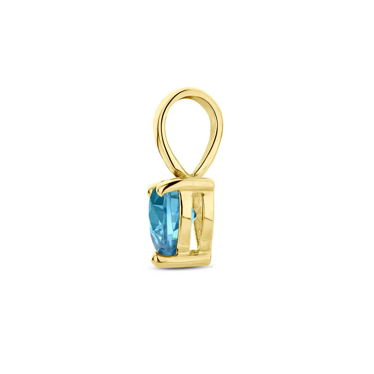 14-karaat gouden geboortesteen hanger december met hartje en blauwe zirkonia - 4.5 mm x 9.5 mm