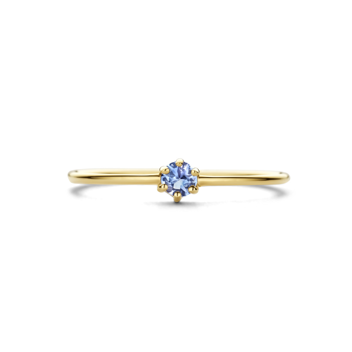 14-karaat gouden geboortesteen ring december blauwe tanzaniet
