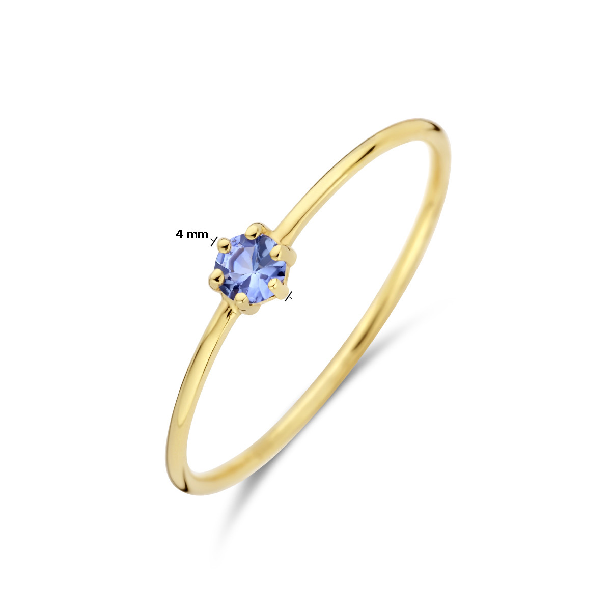 14-karaat gouden geboortesteen ring december blauwe tanzaniet