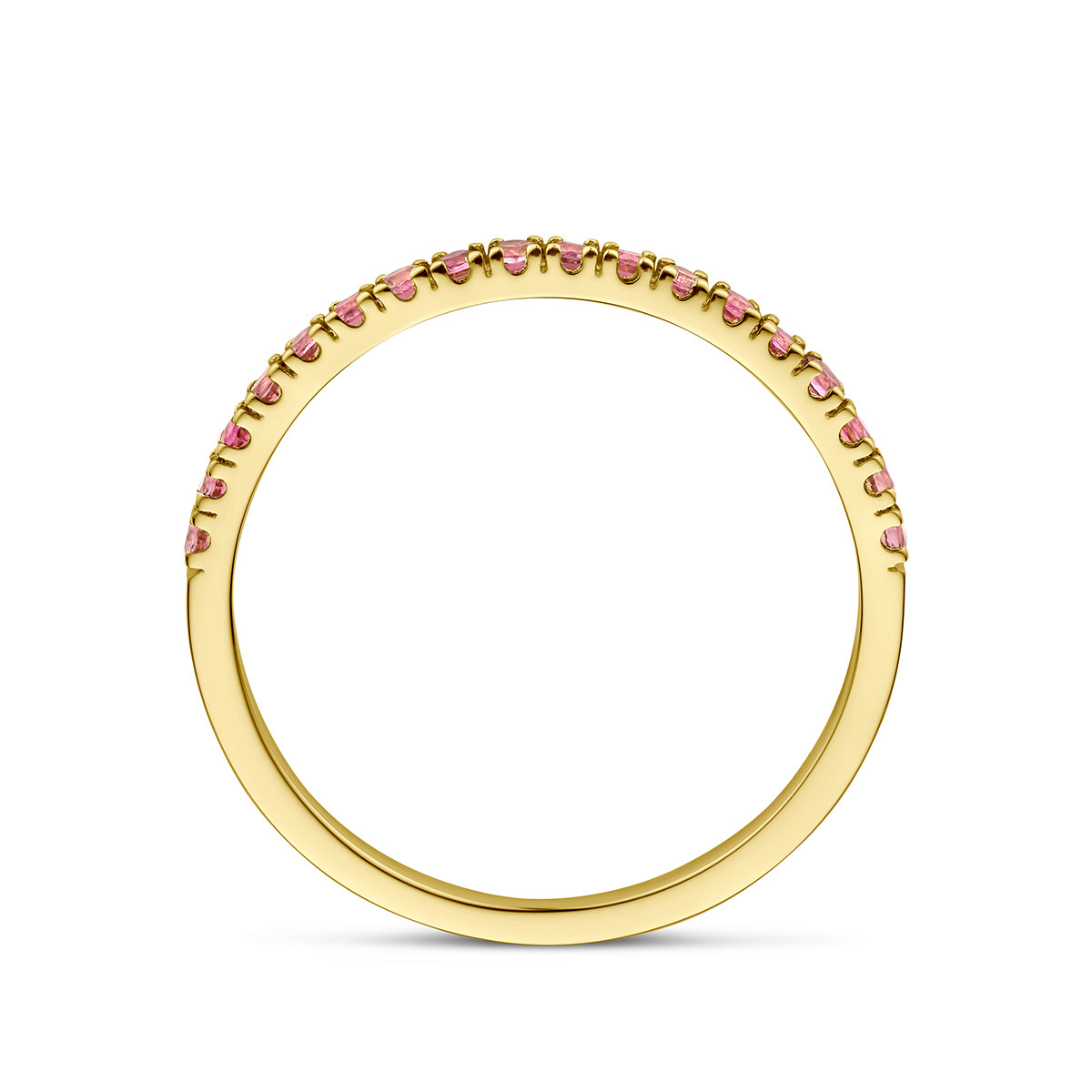 14-karaat gouden geboortesteen ring oktober - roze toermalijn
