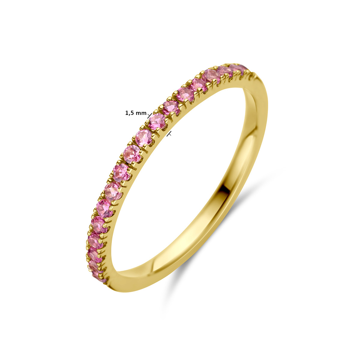 14-karaat gouden geboortesteen ring oktober - roze toermalijn