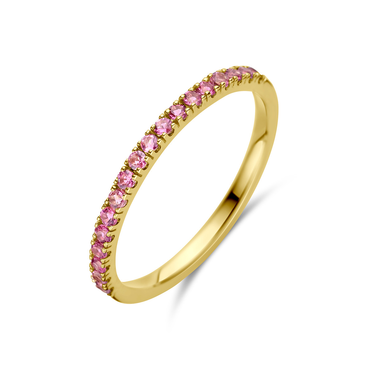 14-karaat gouden geboortesteen ring oktober - roze toermalijn