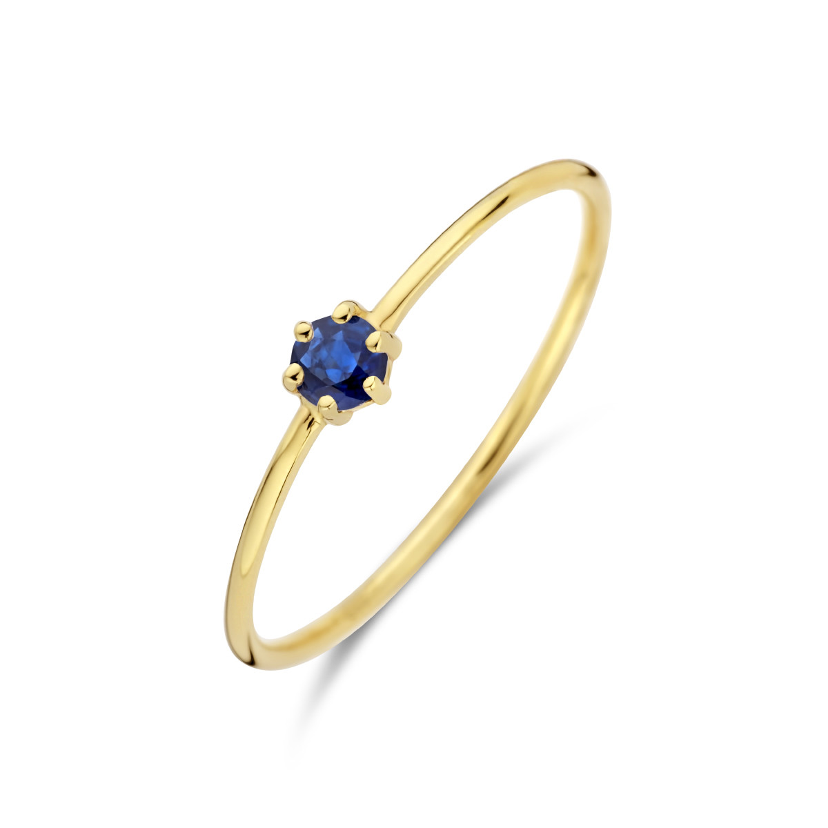 14-karaat gouden geboortesteen ring september blauwe saffier