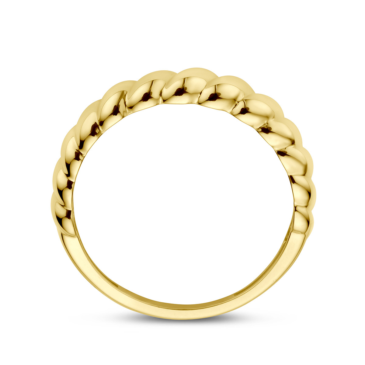 14-karaat gouden gedraaide croissant schakelring 4.5 mm