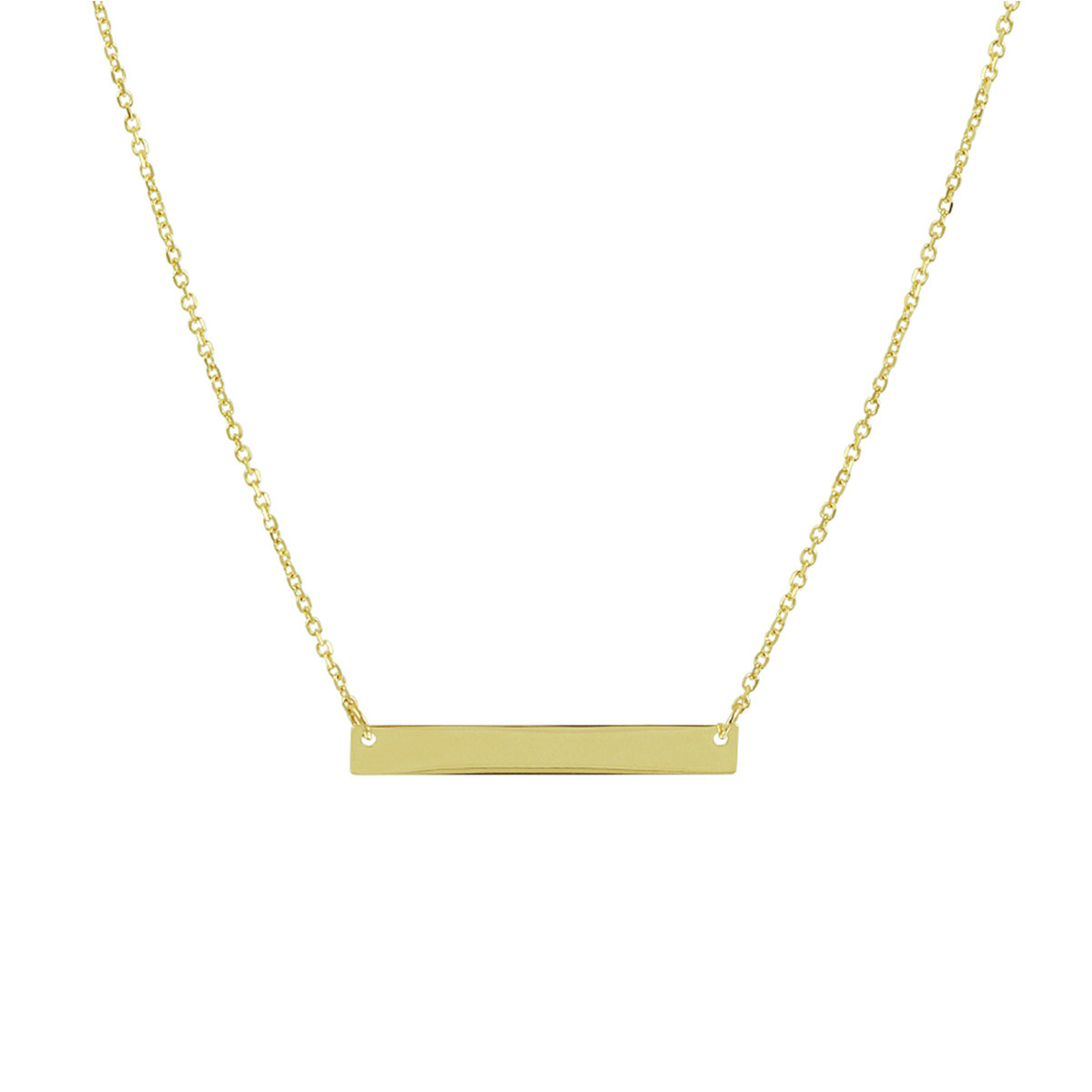 14-karaat gouden gepersonaliseerde ketting met rechthoekige bar hanger - Lengte 42-45 cm