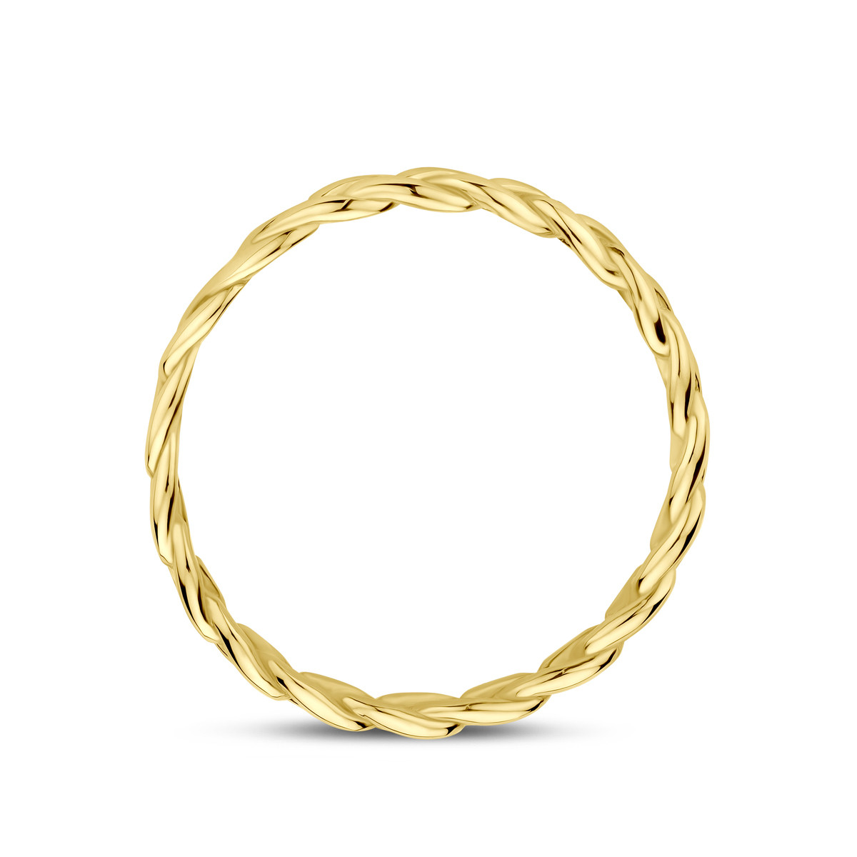 14-karaat gouden gevlochten ring glanzend afgewerkt 3 mm breed