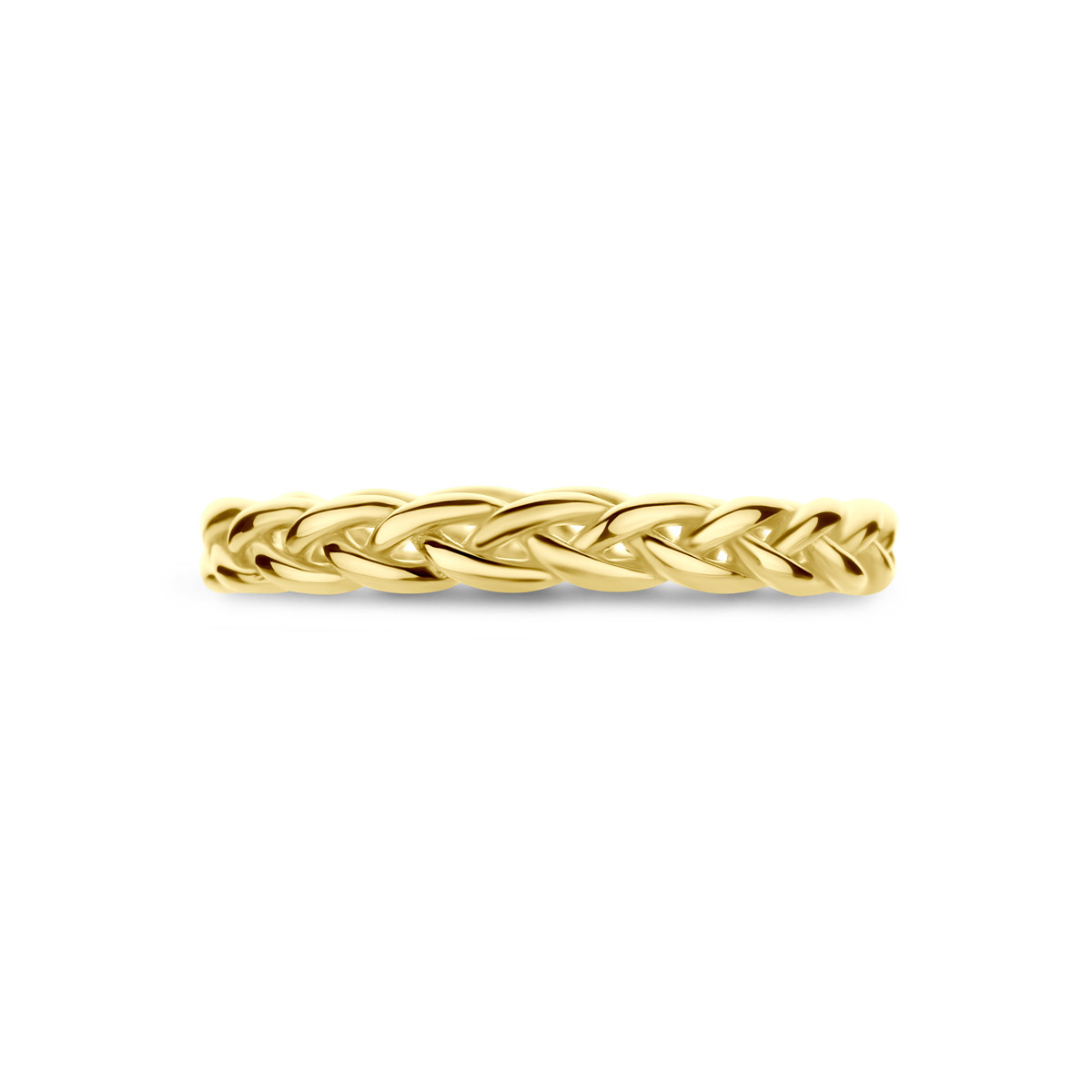 14-karaat gouden gevlochten ring glanzend afgewerkt 3 mm breed