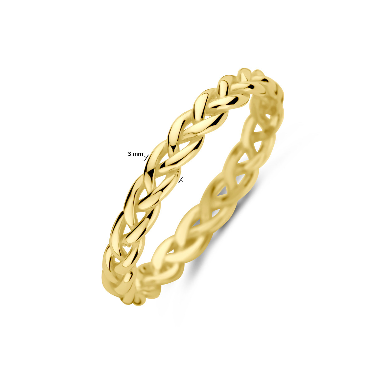 14-karaat gouden gevlochten ring glanzend afgewerkt 3 mm breed
