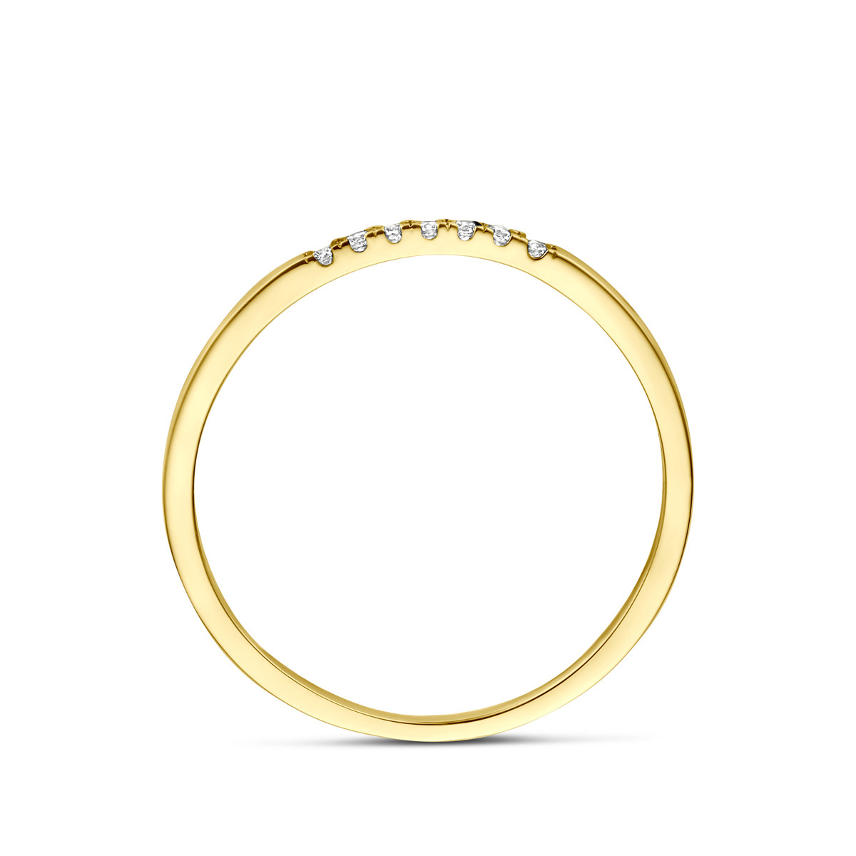 14-karaat gouden glanzende aanschuifring met zirkonia's 1.3 mm breed