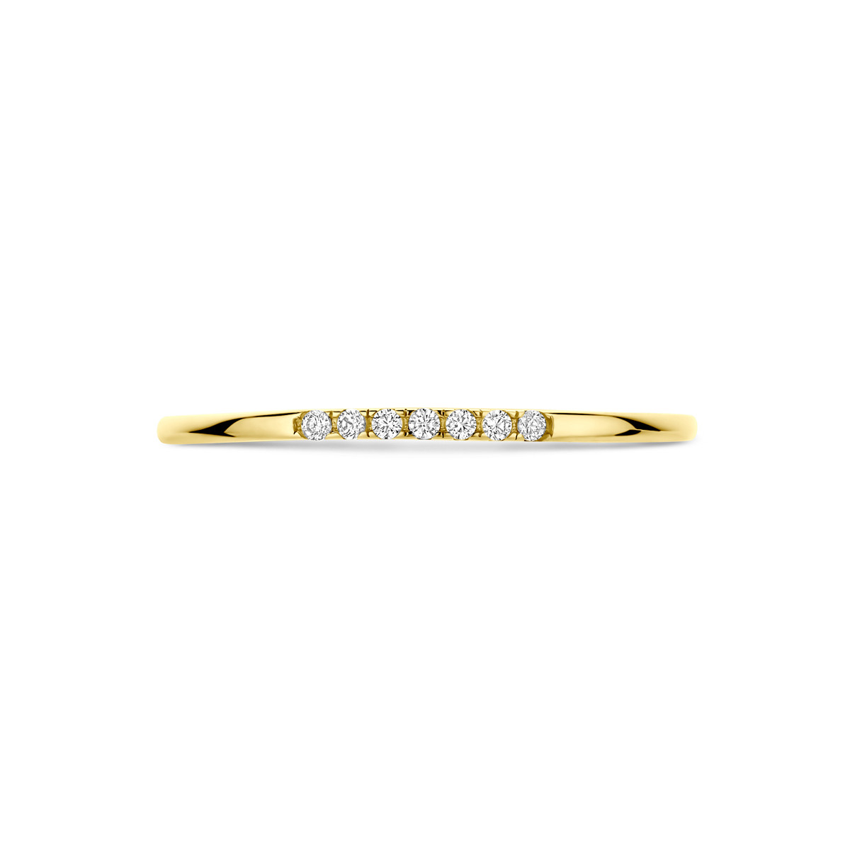 14-karaat gouden glanzende aanschuifring met zirkonia's 1.3 mm breed