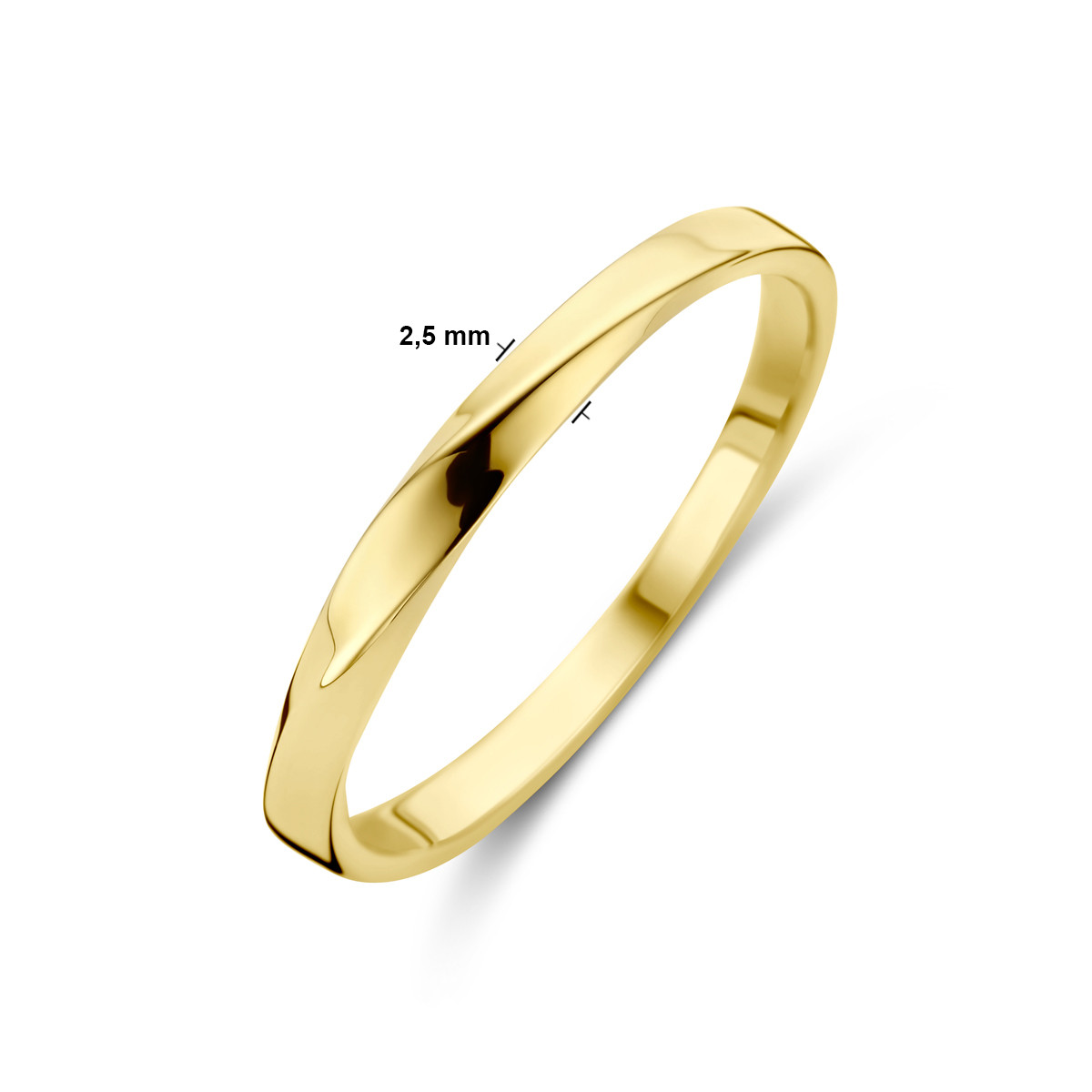 14-karaat gouden glanzende damesring 2.5 mm breed