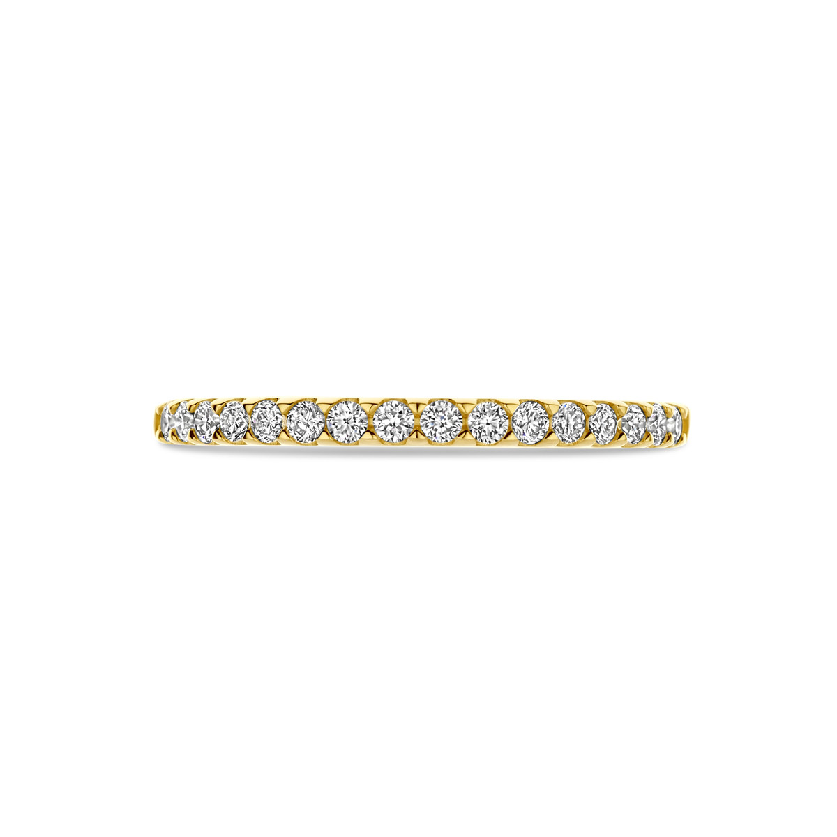 14-karaat gouden glanzende ring met 0.255 crt lab grown diamant SI2 2 mm breed