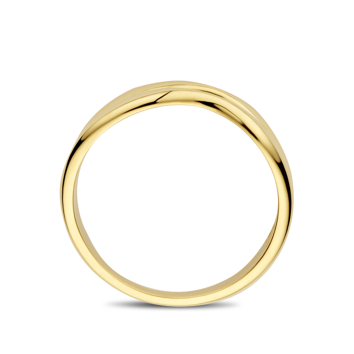 14-karaat gouden glanzende ring met golvend ontwerp 6 mm breed