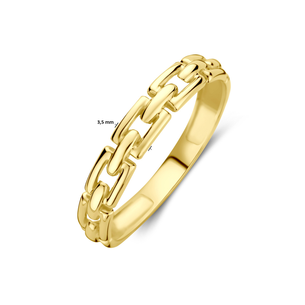 14-karaat gouden glanzende ring schakel design 3.5 mm breed