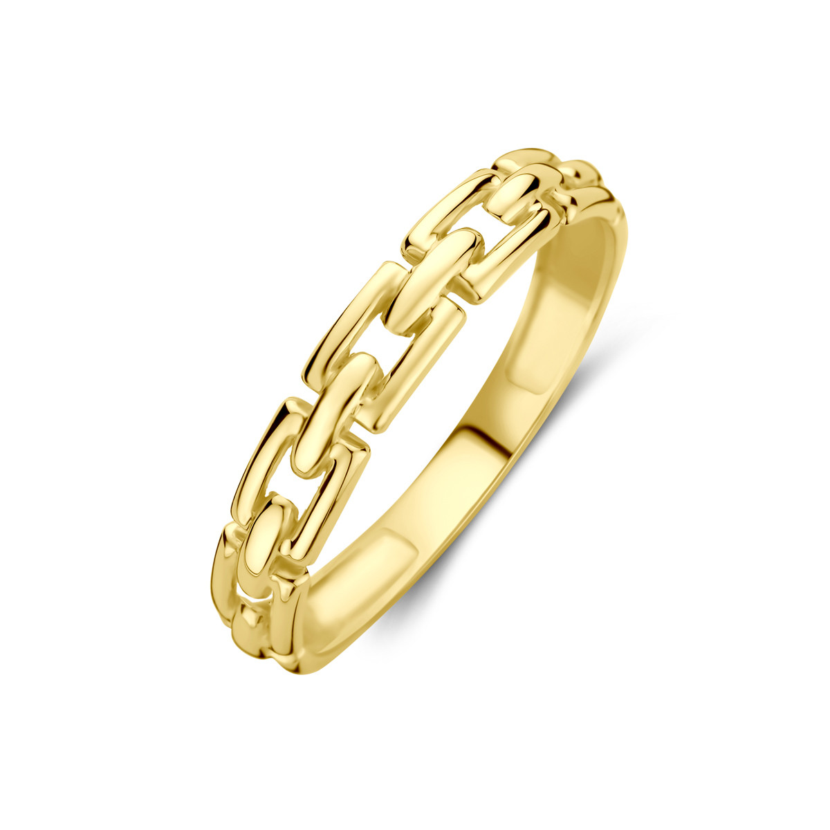 14-karaat gouden glanzende ring schakel design 3.5 mm breed