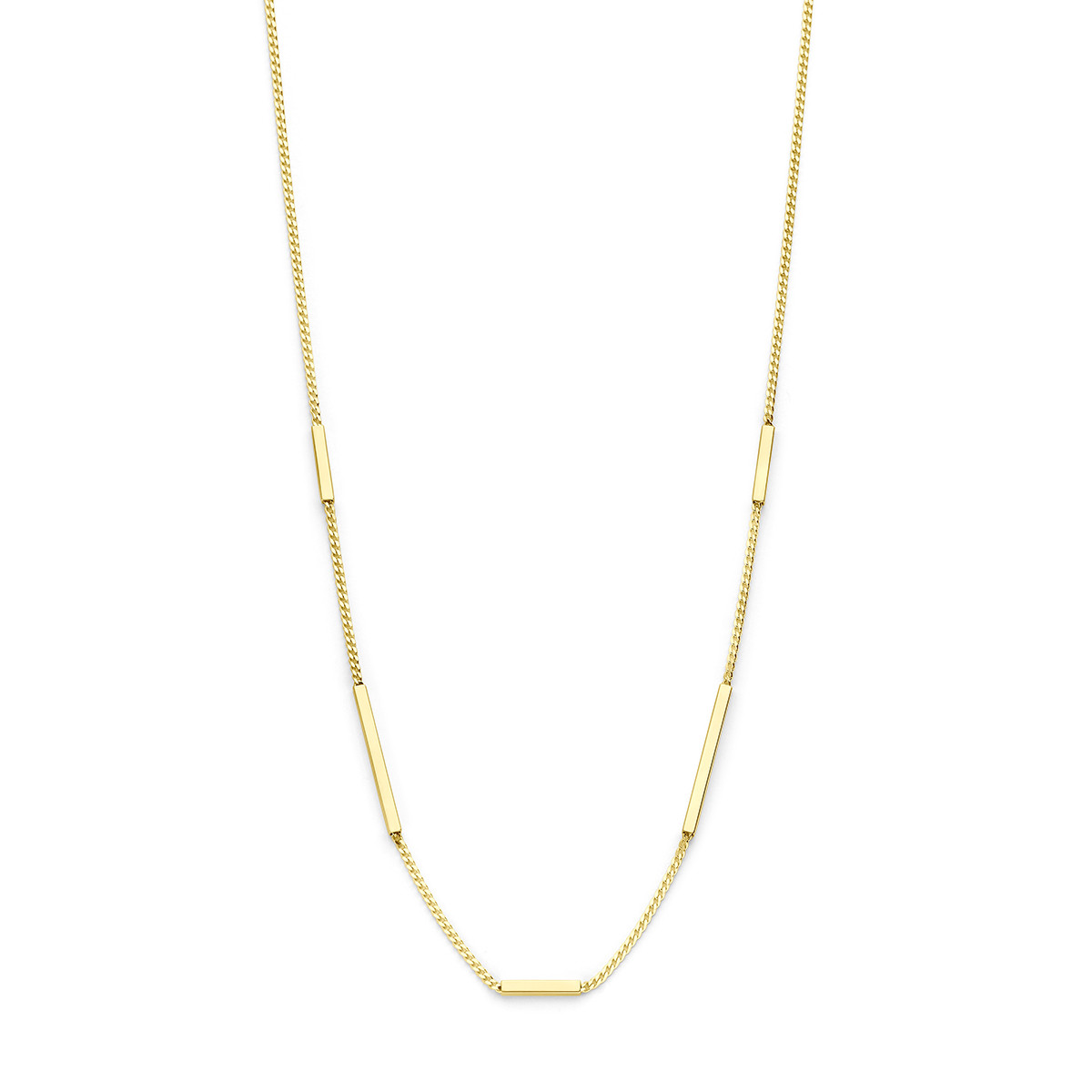 14-karaat gouden gourmet schakelketting met staafjes - Lengte 40-42-44-cm