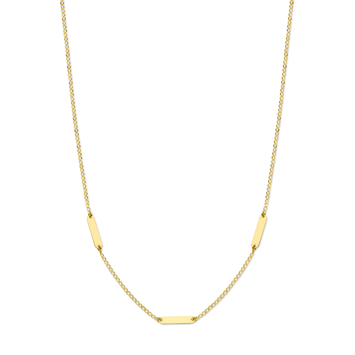 14-karaat-gouden graveerbare ketting met drie plaatjes van 1.6 mm - Lengte 41-45 cm