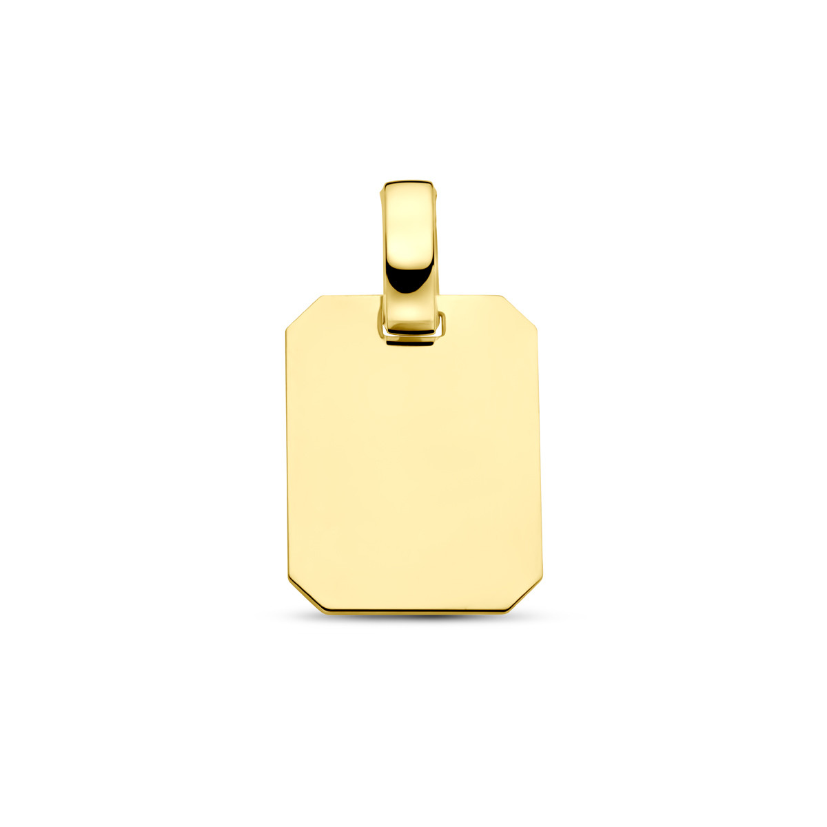 14-karaat gouden graveerhanger met glanzende rechthoek 14 mm breed - Hoogte 18 mm