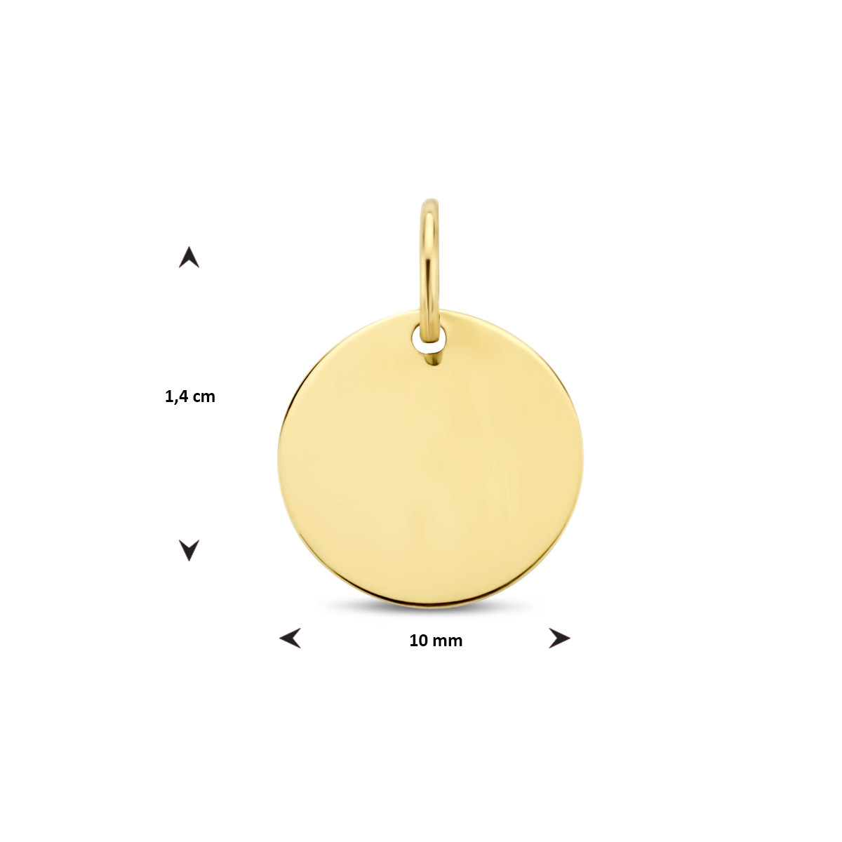 14-karaat gouden graveerhanger rond - Diameter 10 mm