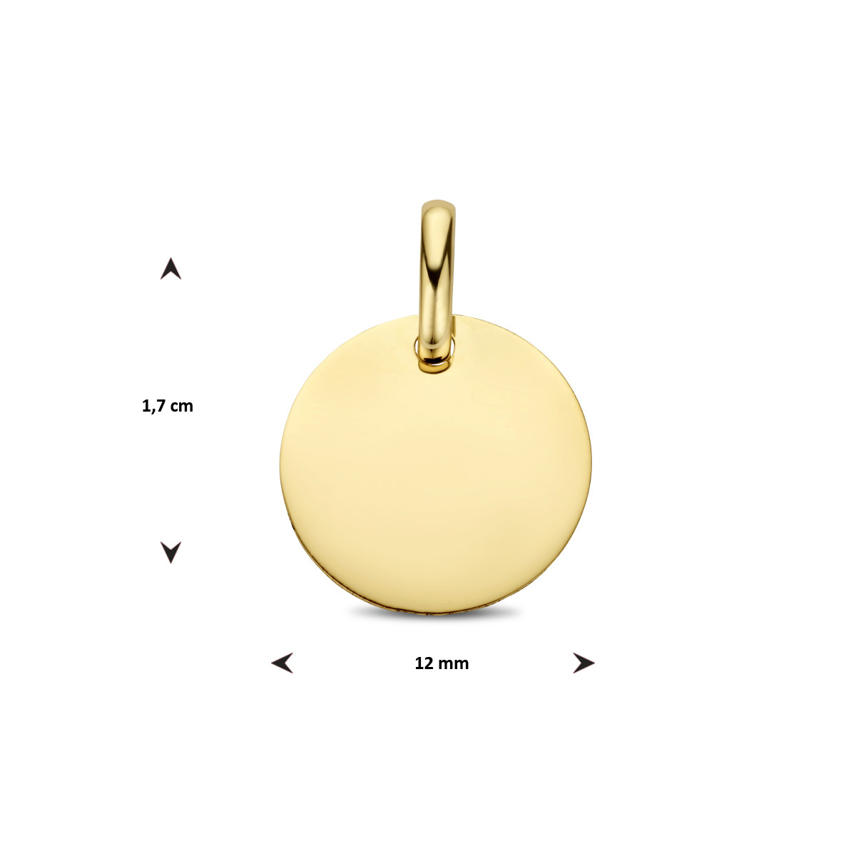 14-karaat gouden graveerhanger rond - Diameter 12 mm