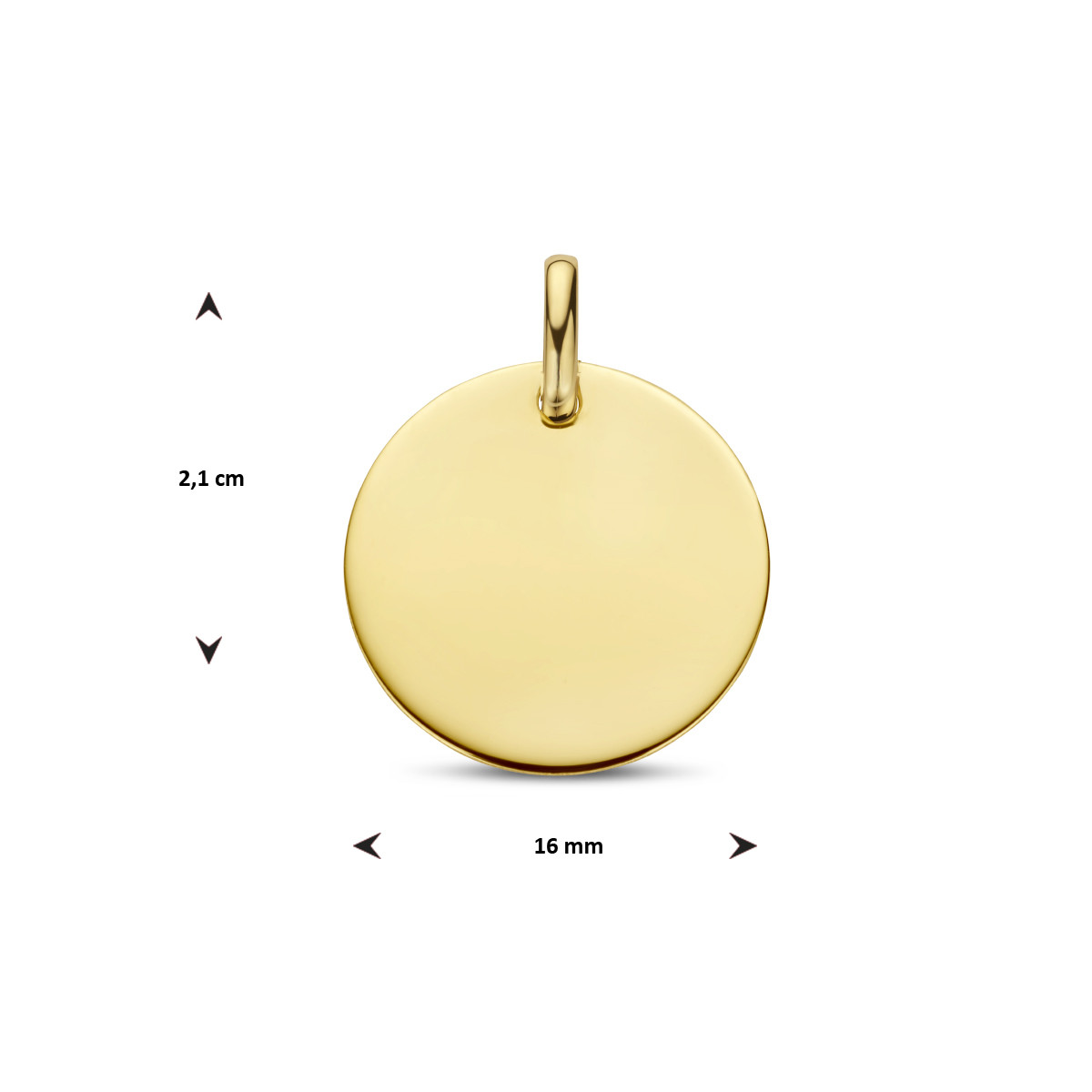 14-karaat gouden graveerhanger rond - Diameter 16 mm