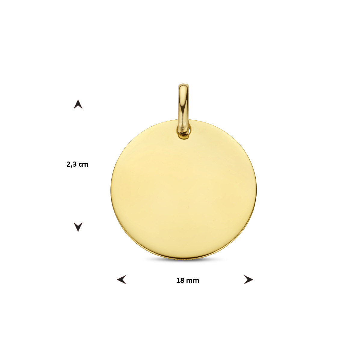 14-karaat gouden graveerhanger rond - Diameter 18 mm