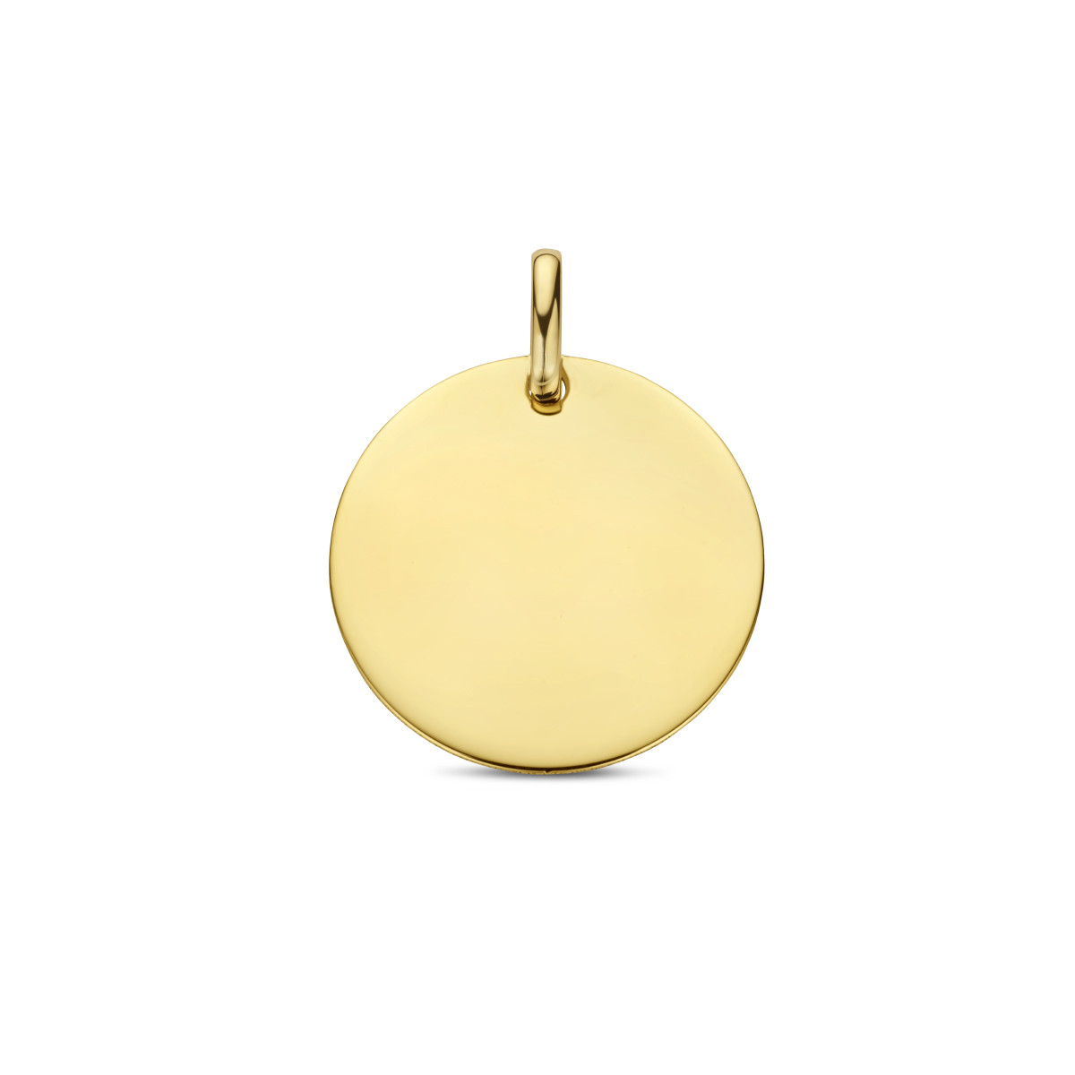 14-karaat gouden graveerhanger rond - Diameter 18 mm