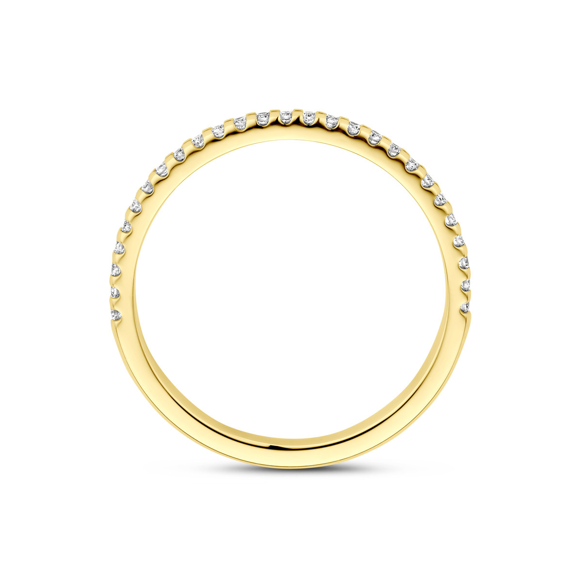 14-karaat gouden half memoire ring met lab grown diamanten 0.15 crt 1.8 mm breed