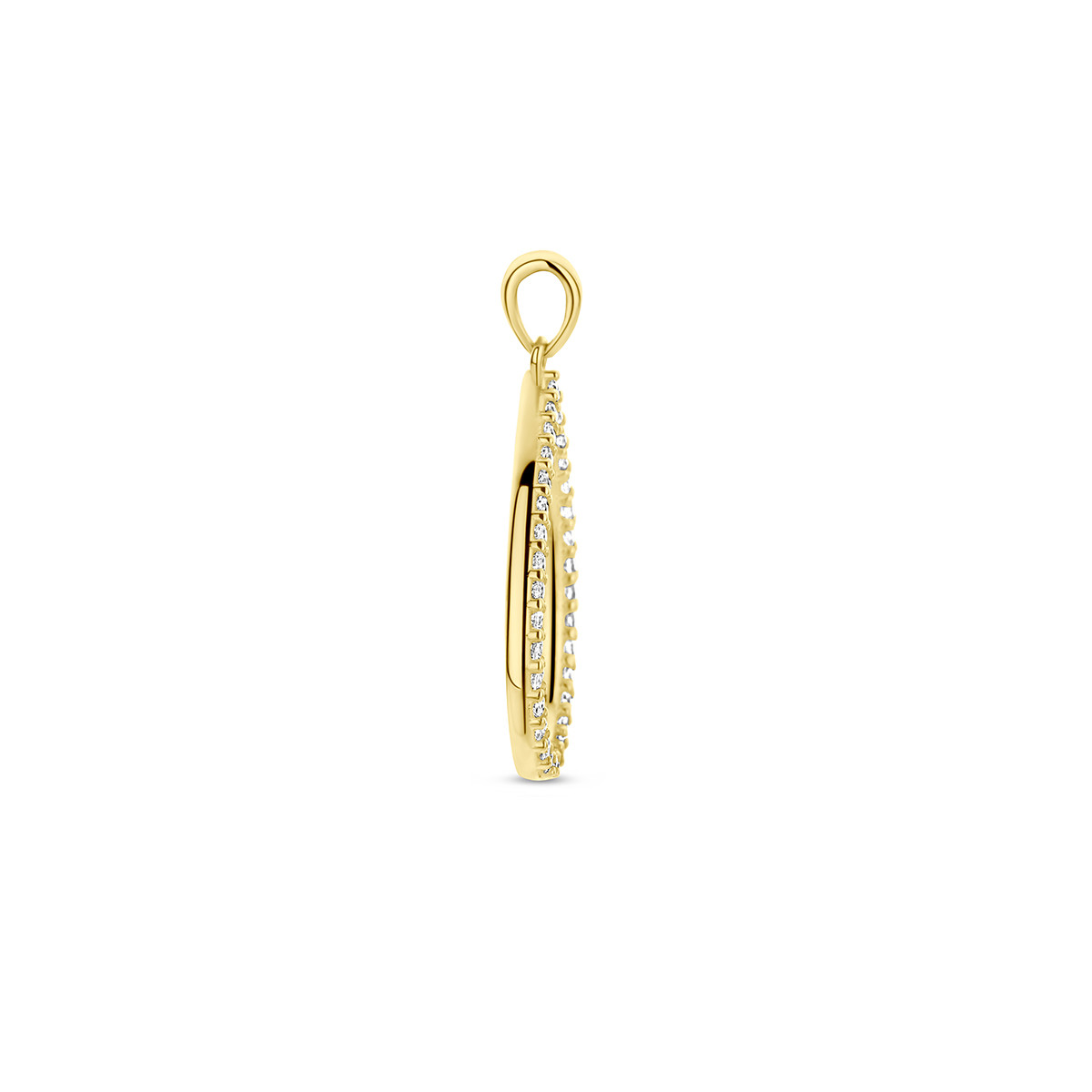 14-karaat gouden hanger druppel met zirkonia - 12.5 mm x 26 mm