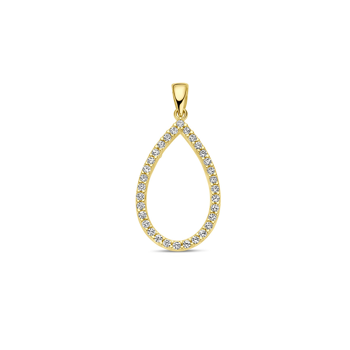 14-karaat gouden hanger druppel met zirkonia - 12.5 mm x 26 mm