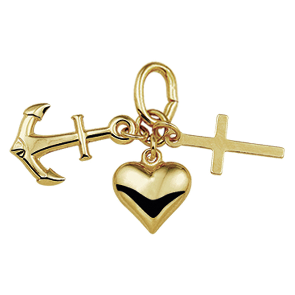 14-karaat gouden hanger geloof hoop liefde glanzend - Hoogte 20 mm