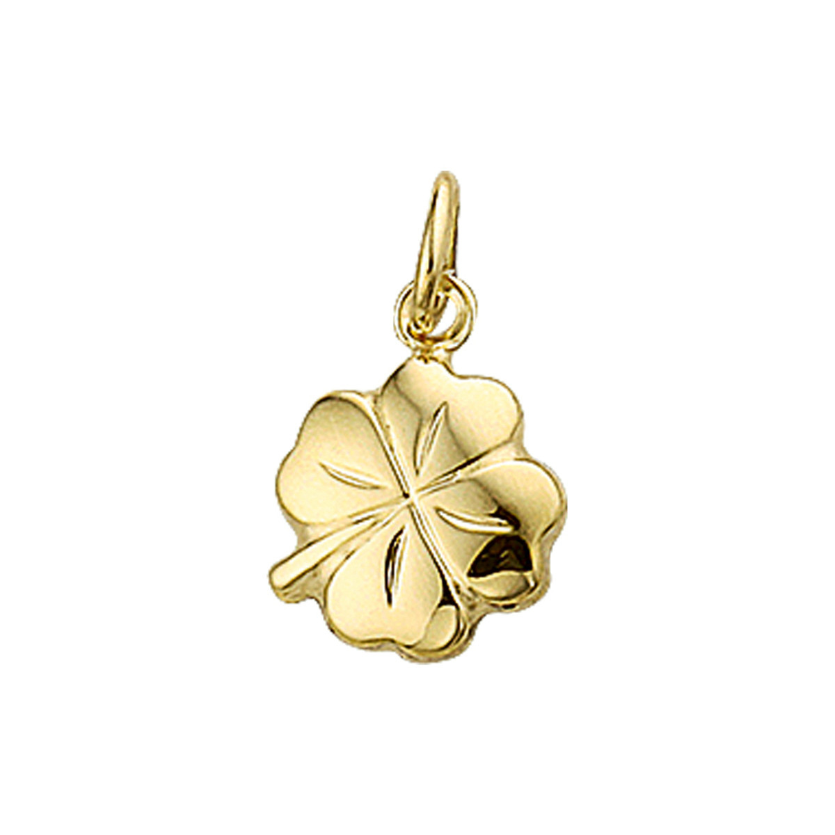 14-karaat gouden hanger klavertje vier 10 mm breed - Hoogte 13 mm