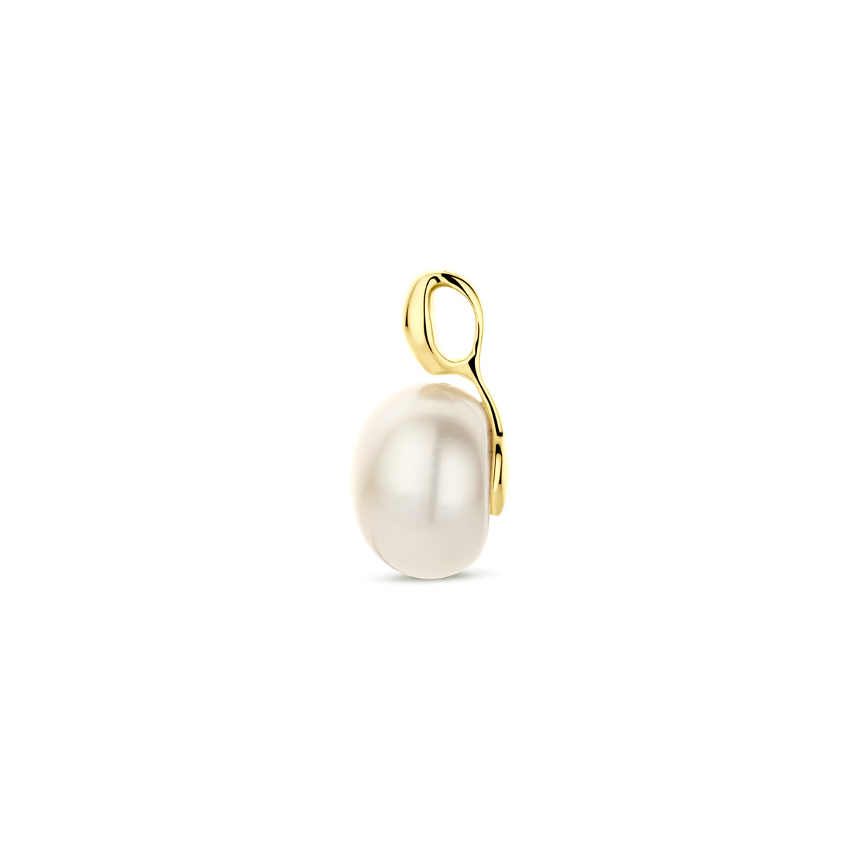 14-karaat gouden hanger met 8 mm witte zoetwaterparel - Hoogte 12 mm