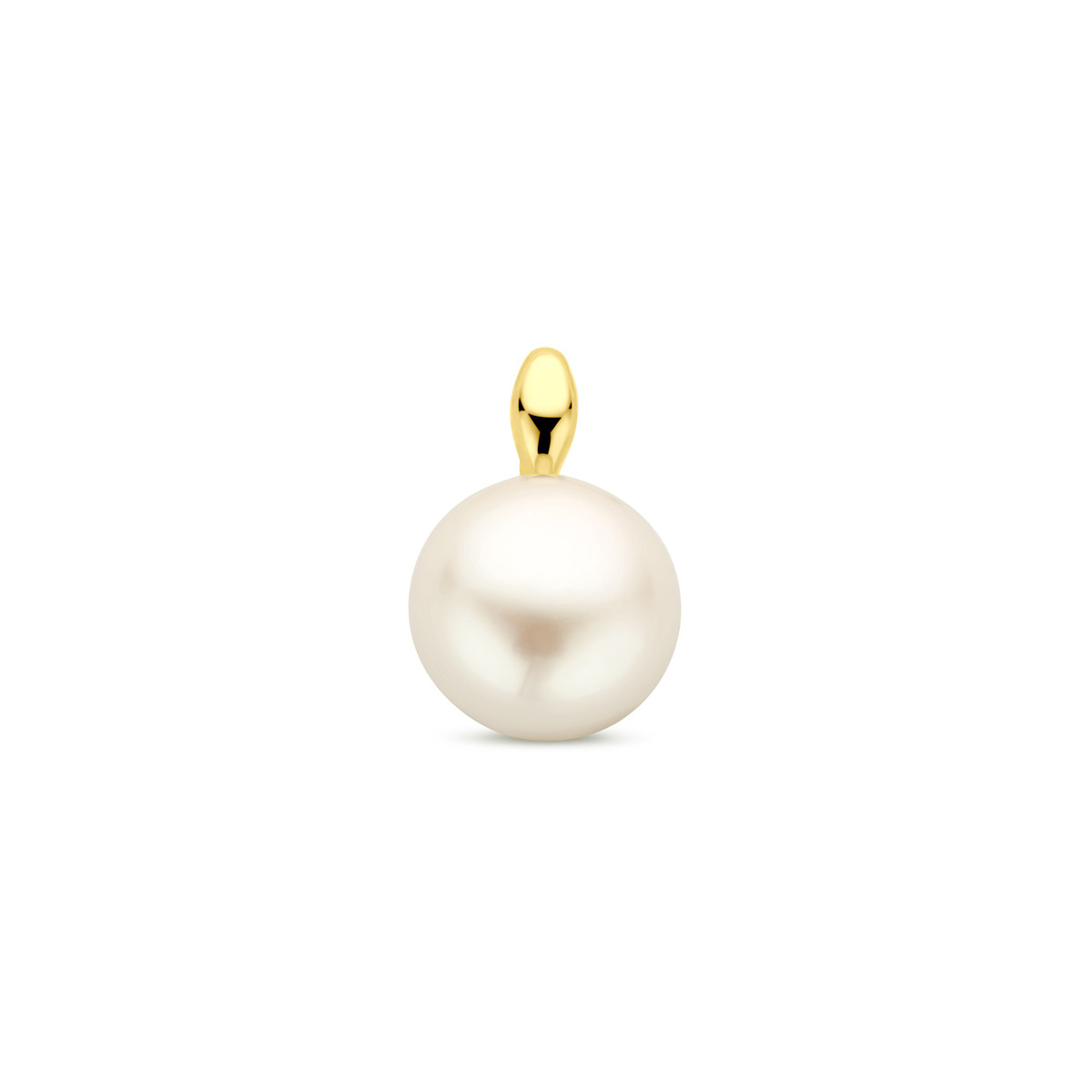 14-karaat gouden hanger met 8 mm witte zoetwaterparel - Hoogte 12 mm