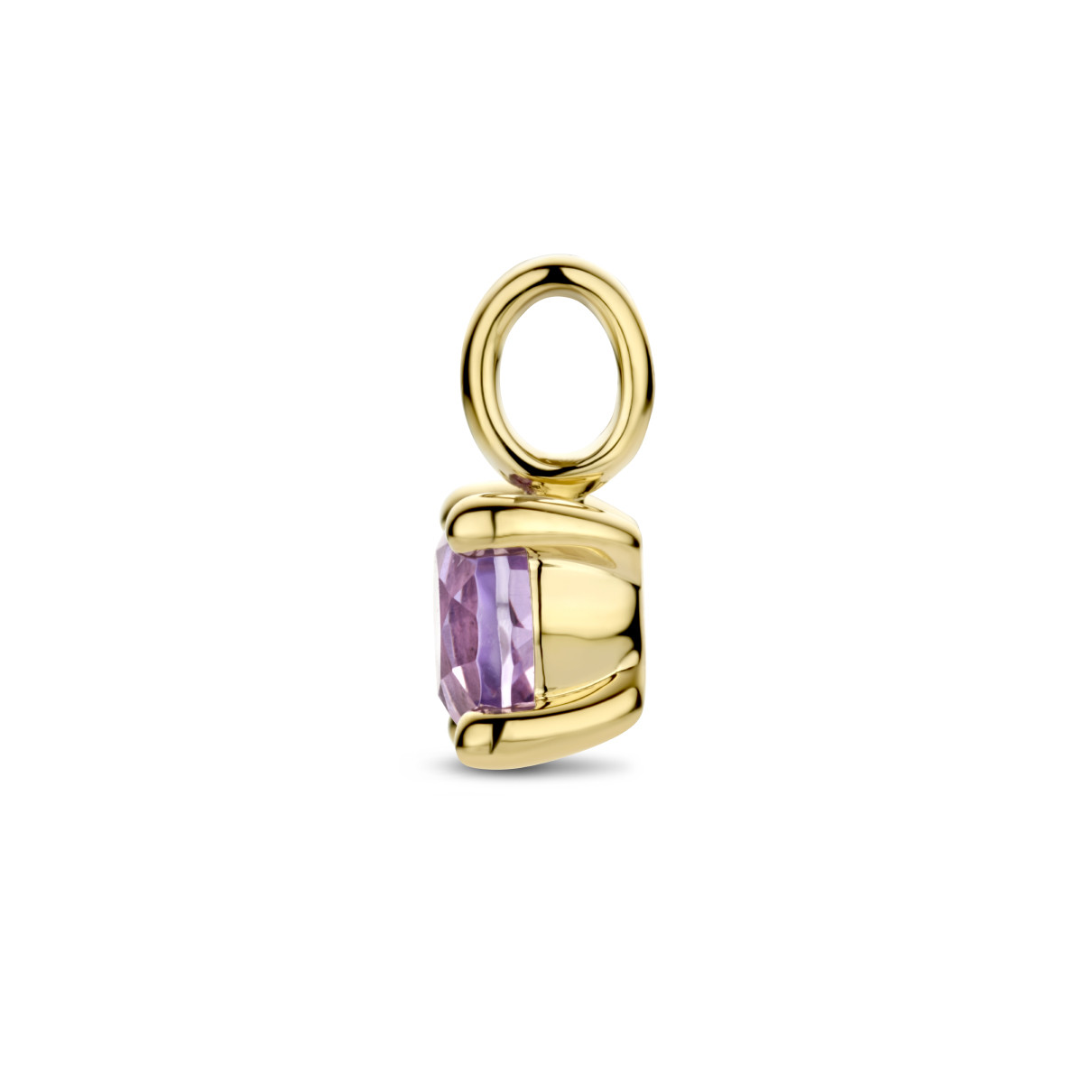 14-karaat gouden geboortesteen hanger met amethist februari - 9.5 x 5 mm
