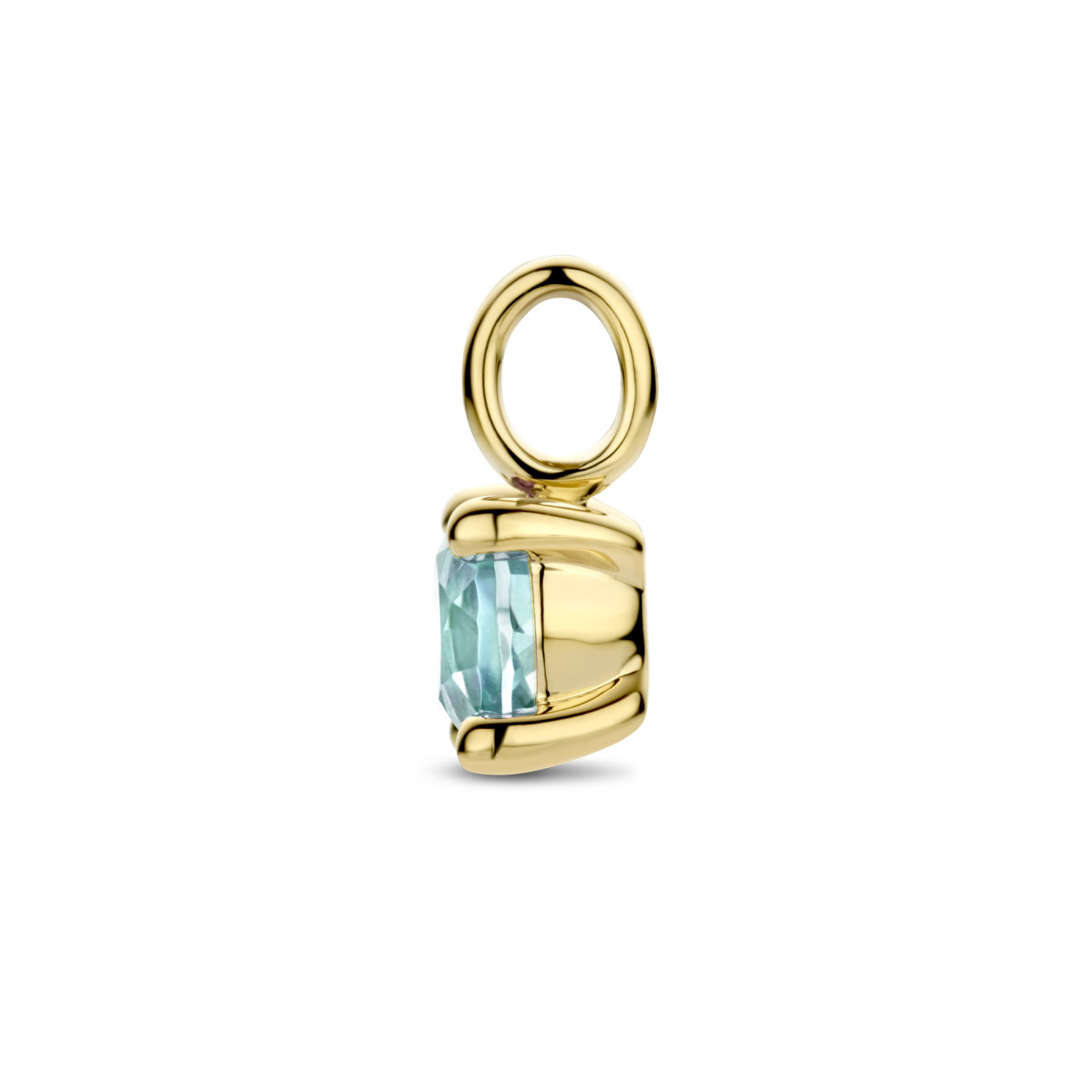 14-karaat gouden hanger met blauw topaas - 9.5 x 5 mm
