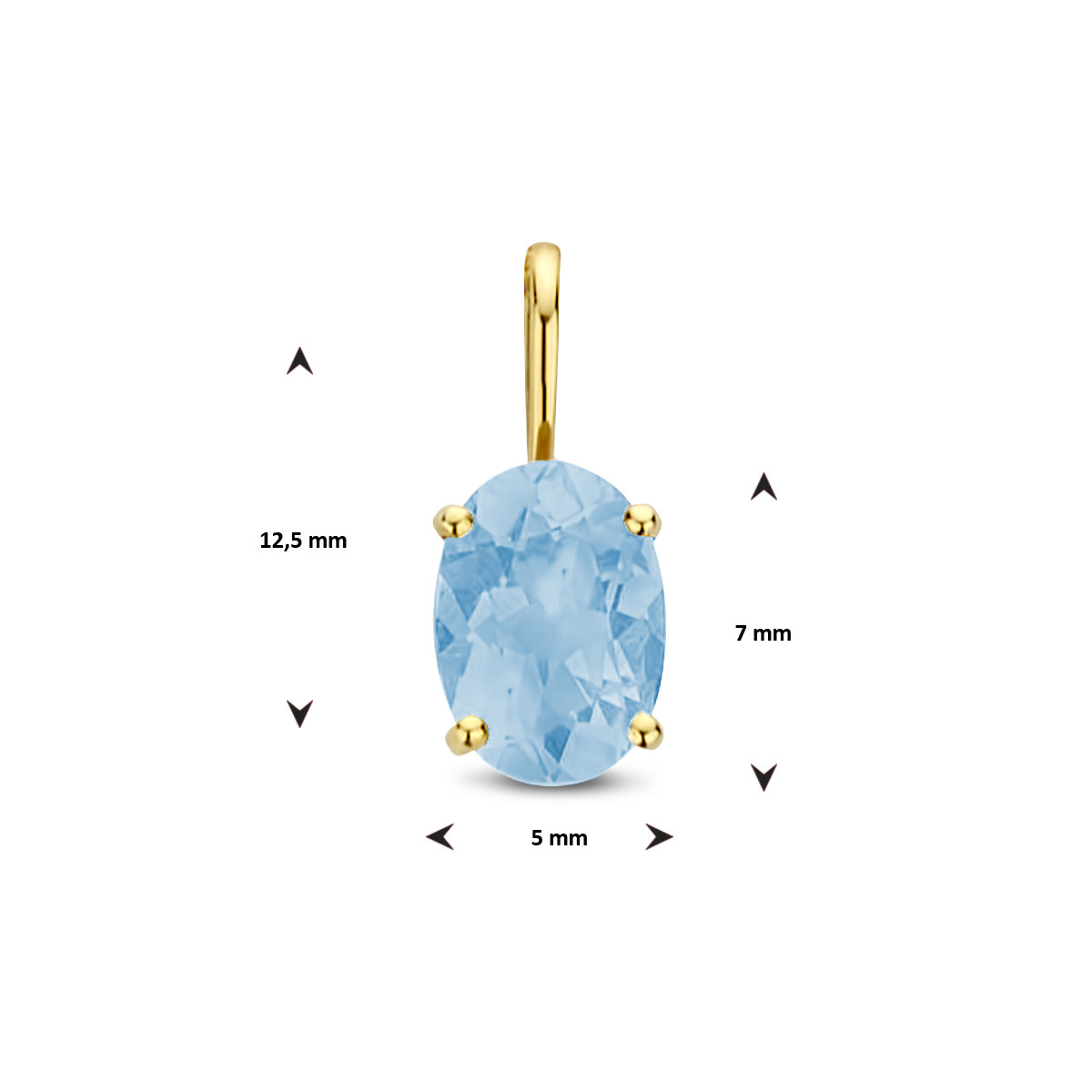 14-karaat gouden hanger met blauwe topaas 0.93 crt