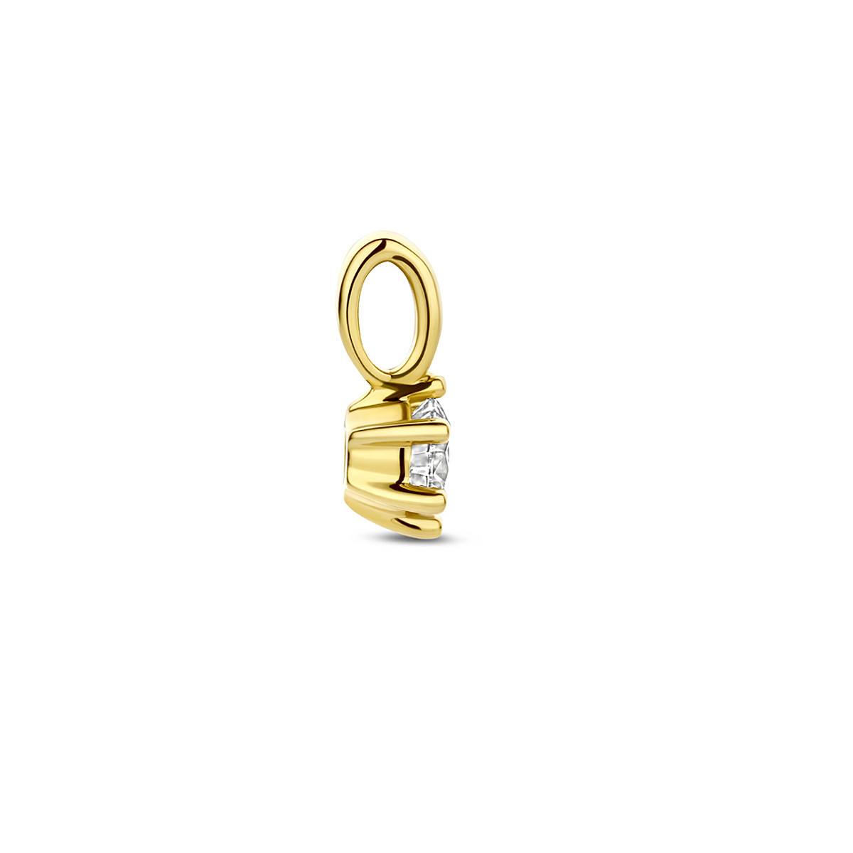 14-karaat gouden hanger met briljant geslepen lab grown diamant 0.25 crt 5 mm breed - Hoogte 10 mm