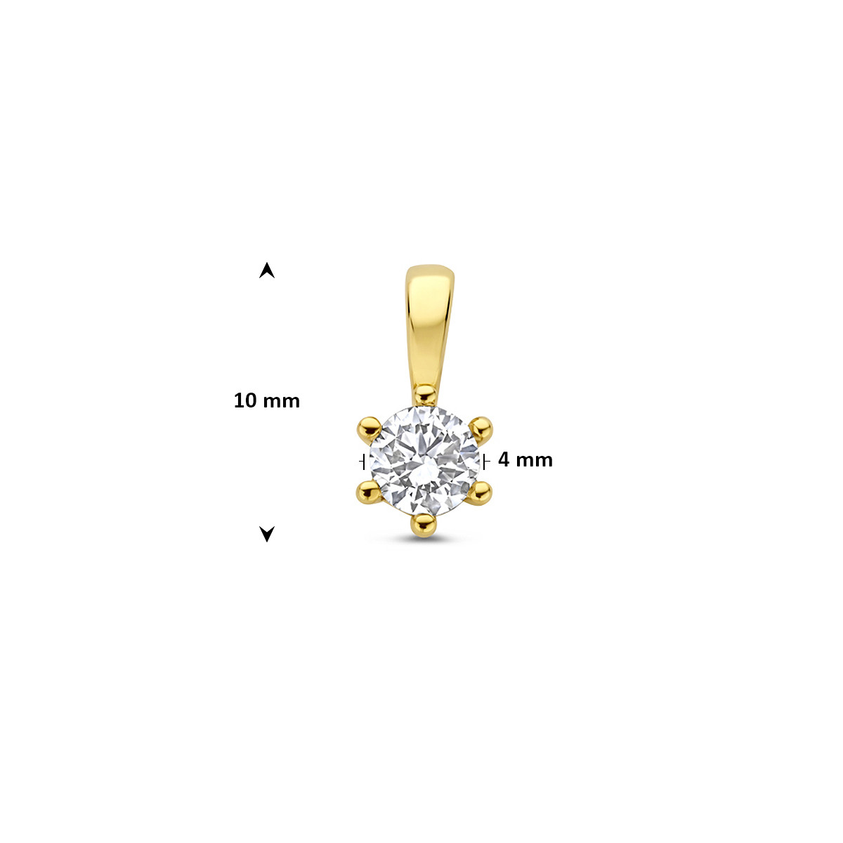 14-karaat gouden hanger met briljant geslepen lab grown diamant 0.25 crt 5 mm breed - Hoogte 10 mm