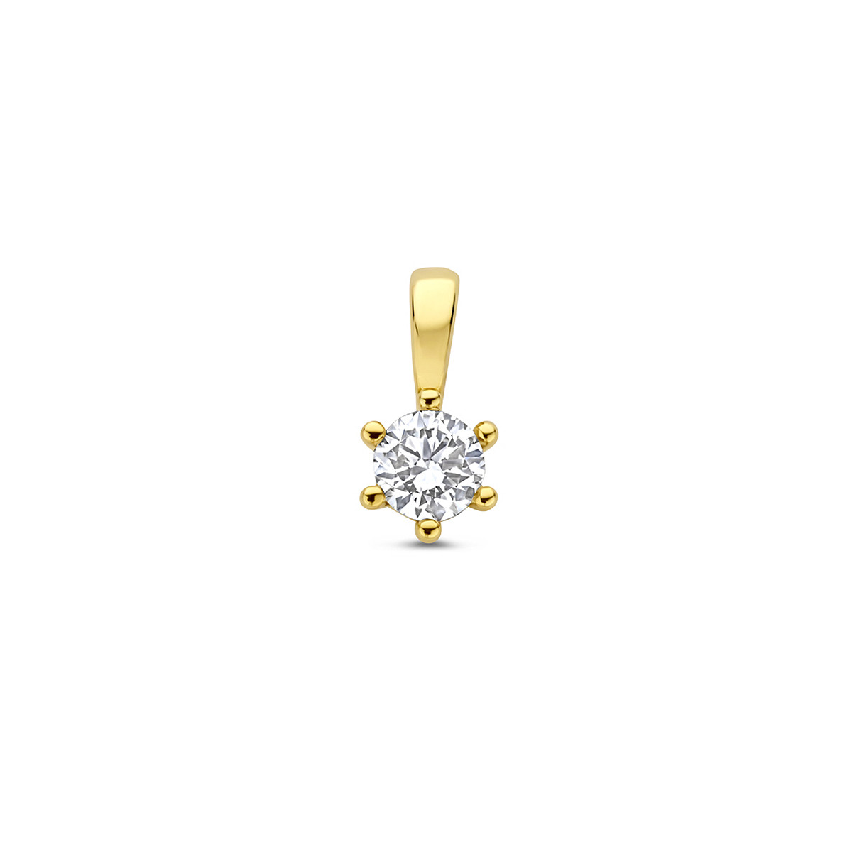 14-karaat gouden hanger met briljant geslepen lab grown diamant 0.25 crt 5 mm breed - Hoogte 10 mm