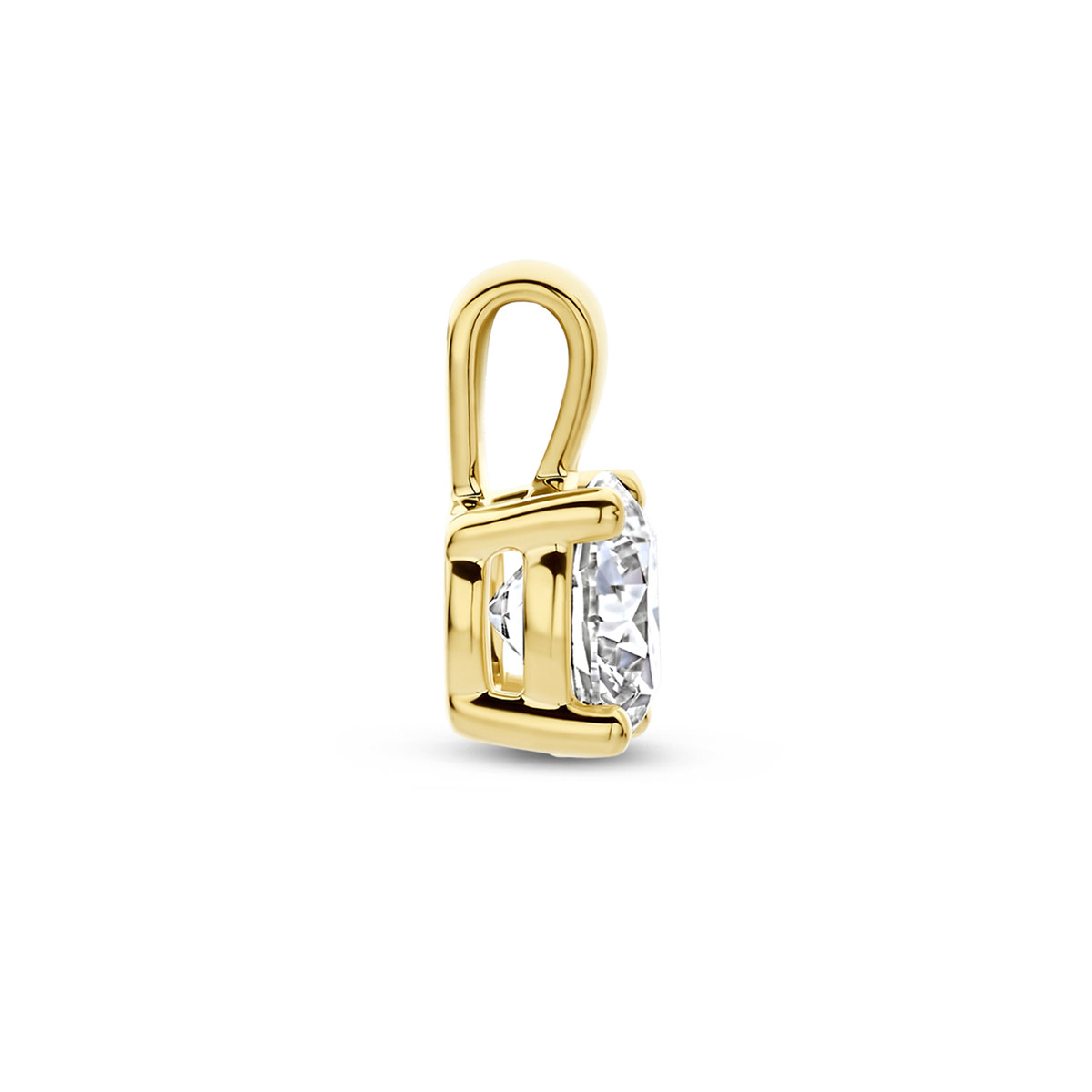 14-karaat gouden hanger met briljant geslepen lab grown diamant 1.00 crt 7 mm breed - Hoogte 11.5 mm